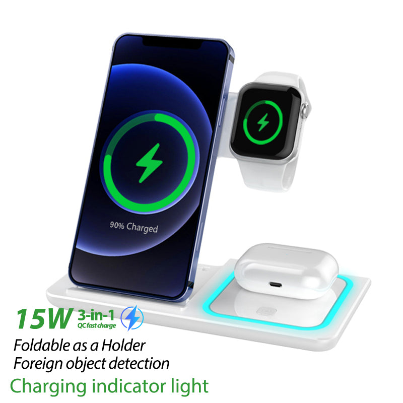 Mobile Phone Wireless Charger Station 3 in 1